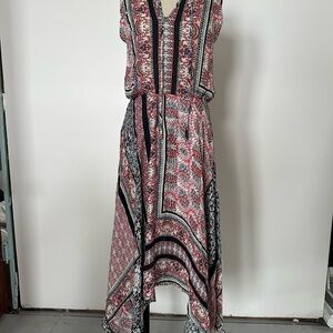 Parker Asymmetrical Dress in Red and Black